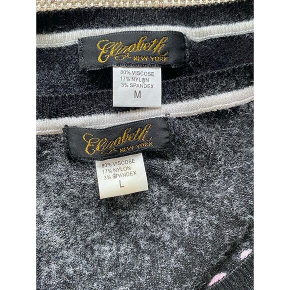 Elizabeth NY Black Floral Beaded Sequin Cardigan M and Tank Top L - Picture 6 of 7